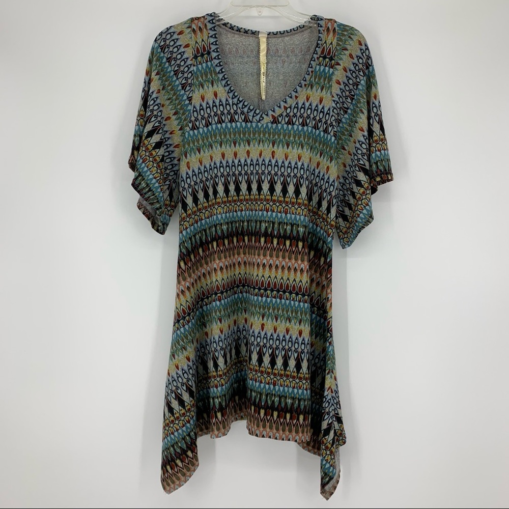 Uncle Frank Retro Print Asymmetrical Dress Size XS